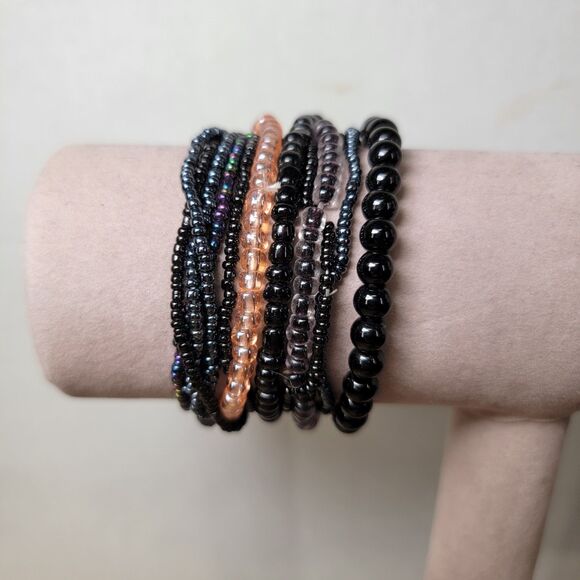 Black Stretch Beads Bracelets Set - Picture 4 of 4